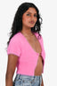 Jacquemus Pink Knit 'La Maille Neve' Logo Cropped Cardigan Size 36