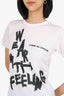 Comme des Garcons White 'Wear with Feeling' Logo Print T-Shirt Size S