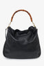 Gucci Black Leather Bamboo 2way Top Handle Bag With Strap