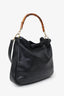 Gucci Black Leather Bamboo 2way Top Handle Bag With Strap