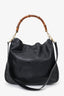 Gucci Black Leather Bamboo 2way Top Handle Bag With Strap