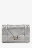 Christian Dior 2017 Silver Metallic Leather 'Diorama' Wallet on Chain