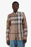 Burberry Brown Tartan Pattern Button-Up Shirt Size M Mens