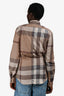 Burberry Brown Tartan Pattern Button-Up Shirt Size M Mens