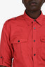 Burberry Brit Vintage Red Button-Up Shirt Size M
