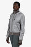 D & G Dolce & Gabbana Grey Leather Zip Up Hooded Jacket Size 50