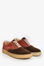 Bottega Veneta Burgundy/Brown Suede Leather Intrecciato Sneakers Size 40