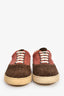 Bottega Veneta Burgundy/Brown Suede Leather Intrecciato Sneakers Size 40