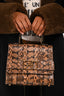 Alberta Ferretti Orange/Brown Snakeskin Top Handle Bag