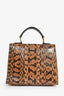 Alberta Ferretti Orange/Brown Snakeskin Top Handle Bag