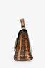 Alberta Ferretti Orange/Brown Snakeskin Top Handle Bag