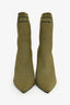 Balmain Green Knit Black Logo Sock Boot Heels Size 39.5