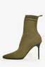 Balmain Green Knit Black Logo Sock Boot Heels Size 39.5
