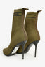 Balmain Green Knit Black Logo Sock Boot Heels Size 39.5