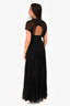 Alberta Ferretti Black Chiffon Tiered Open Back Dress Size 4
