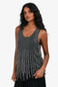 Alberta Ferretti Black Sequin Embellished Tank Top Size 4