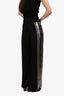 Alberta Ferretti Black Satin Embellished Tuxedo Pants Size 4