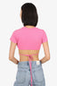 Jacquemus Pink Cropped Tie-Up Detail T-Shirt Size XXS
