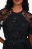 Needle & Thread Navy Bead Embellished Tulle Short Sleeves Gown Size 4