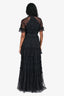 Needle & Thread Navy Bead Embellished Tulle Short Sleeves Gown Size 4
