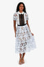 Self-Portrait Light Blue Flower Eyelet Collared Short S Midi Dress Size 4
