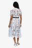 Self-Portrait Light Blue Flower Eyelet Collared Short S Midi Dress Size 4