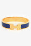 Hermès Gold Toned/Royal Blue Ceramic Clic H Bracelet PM