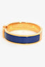 Hermès Gold Toned/Royal Blue Ceramic Clic H Bracelet PM