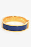 Hermès Gold Toned/Royal Blue Ceramic Clic H Bracelet PM