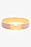 Hermès Gold Toned/Mauve Ceramic Clic H Bracelet PM