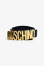 Moschino Black Leather Gold Logo Belt Size 38