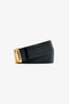 Moschino Black Leather Gold Logo Belt Size 38