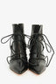 Gianvitto Rossi Black Leather Tie Ankle Heeled Booties Size 37.5
