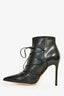 Gianvitto Rossi Black Leather Tie Ankle Heeled Booties Size 37.5