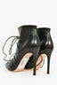 Gianvitto Rossi Black Leather Tie Ankle Heeled Booties Size 37.5