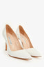 Manolo Blahnik White Leather Pointed Heels Size 37.5