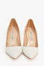 Manolo Blahnik White Leather Pointed Heels Size 37.5