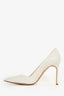 Manolo Blahnik White Leather Pointed Heels Size 37.5