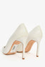 Manolo Blahnik White Leather Pointed Heels Size 37.5