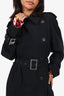 Yves Saint Laurent Rive Gauche Black Wool Double Breasted Trench Coat Estimated Size M