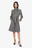 Dolce & Gabbana Vintage Grey Wool Plaid Belted Trench Coat Size M