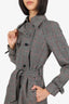 Dolce & Gabbana Vintage Grey Wool Plaid Belted Trench Coat Size M