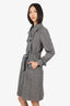 Dolce & Gabbana Vintage Grey Wool Plaid Belted Trench Coat Size M