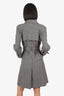 Dolce & Gabbana Vintage Grey Wool Plaid Belted Trench Coat Size M