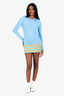 Paloma Wool Yellow/Blue Ribbed Knit Mini Skirt Size XS