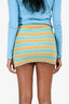 Paloma Wool Yellow/Blue Ribbed Knit Mini Skirt Size XS