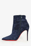 Christian Louboutin Navy Blue Suede 'Lock So Kate Booty 100' Heeled Booties Size 39