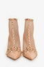 Valentino Beige Leather Net Rockstud Booties Size 38.5