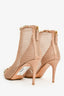 Valentino Beige Leather Net Rockstud Booties Size 38.5