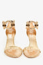 Louis Vuitton Gold Patent Leather/Monogram Chain Ankle Strap Heeled Sandals Size 38